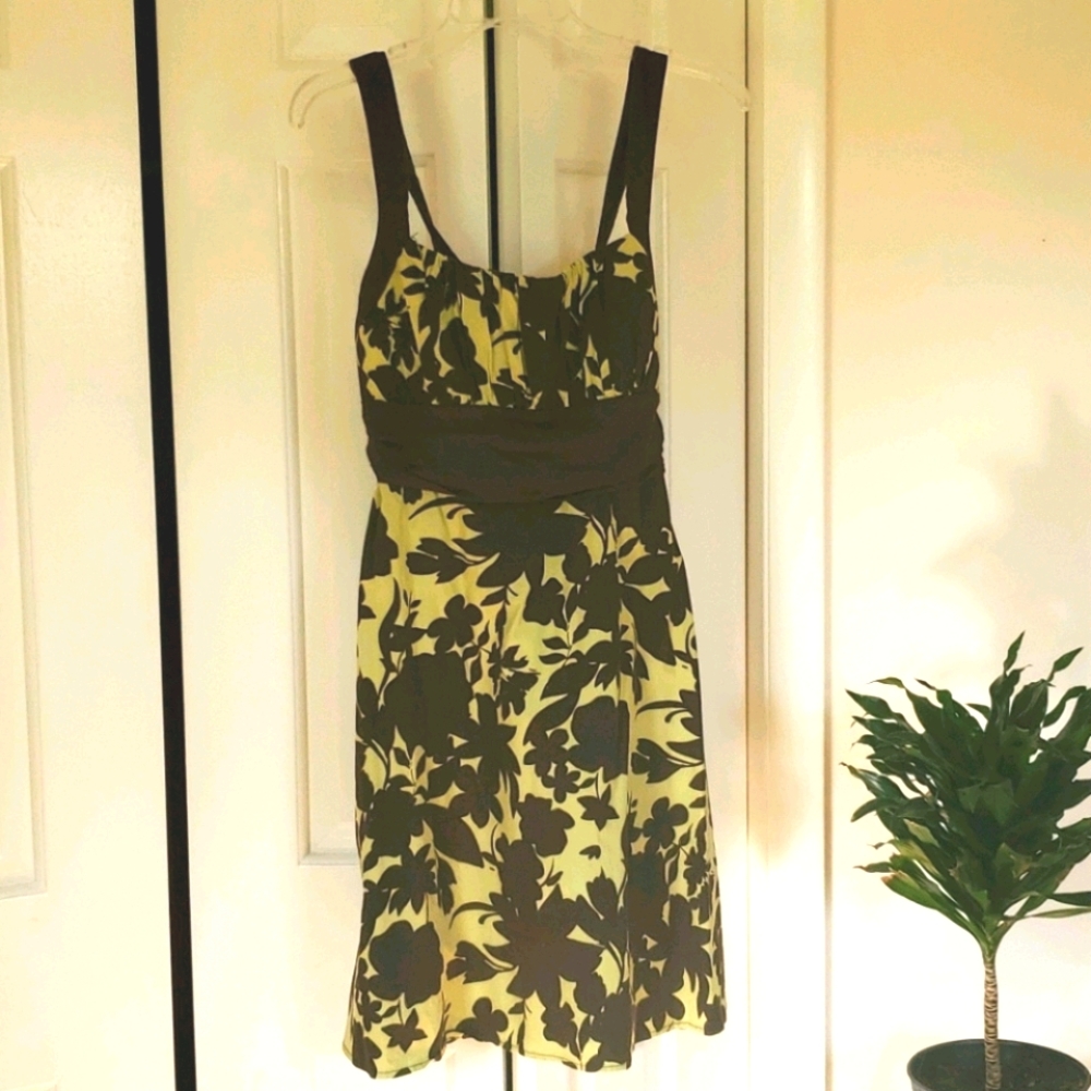 Brown and Lime Garden Party Dress